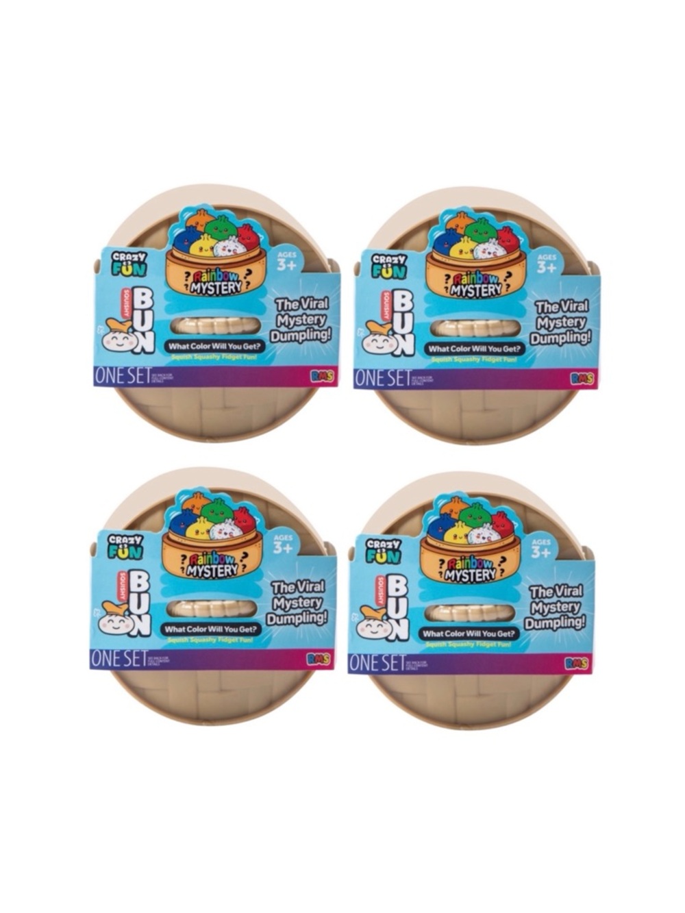 4x Rainbow Mystery Squishy Bun Dumpling